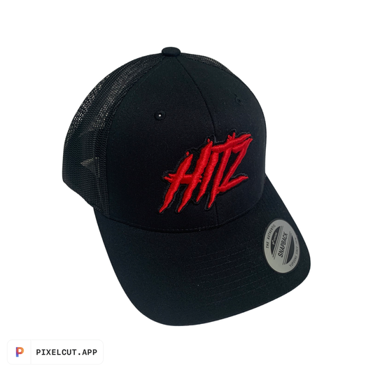 H1TZ TRUCKER HAT - RED ON BLACK